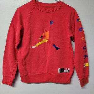 Jordan Air Sweatshirt Boys Large 12-13 Years Red Youth Basketball‎ Embroidered